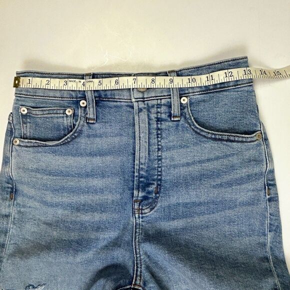 Madewell The Perfect Vintage Jeans Medium Blue Denim Raw Hem High Rise Cotton 25 - Picture 7 of 16
